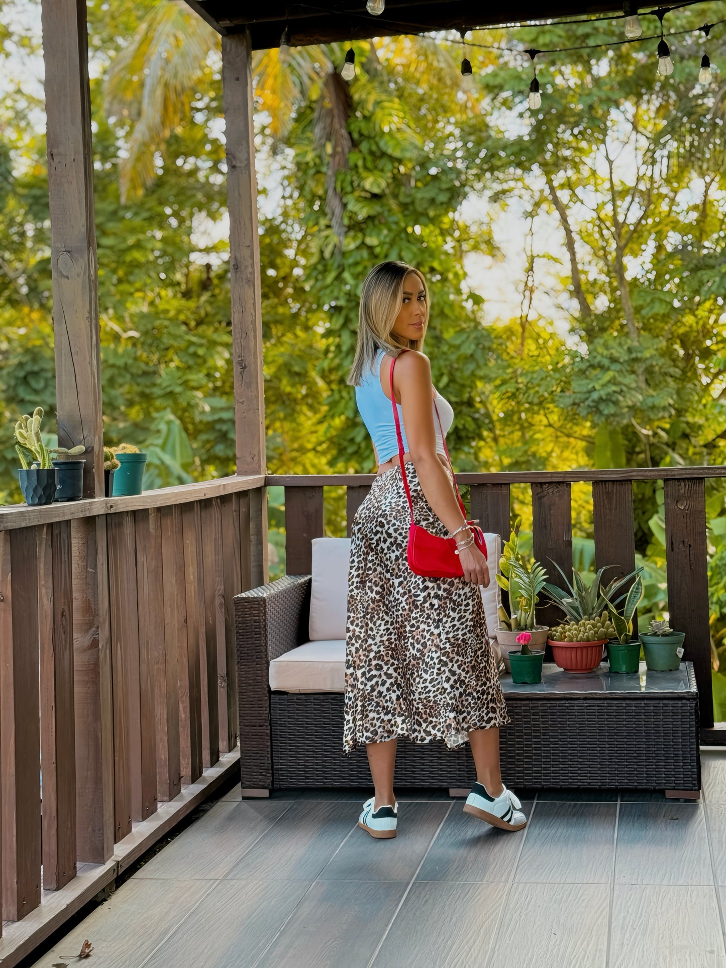 Satin Leopard Skirt